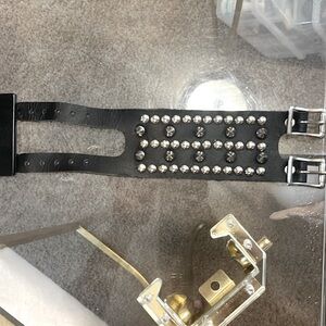 Handmade Black Leather Spike Stud Bracelet